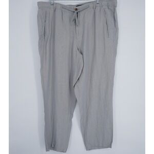Club Room Luxury 100% Linen Pants Mens XXL Gray Drawstring Casual Resort Cruise